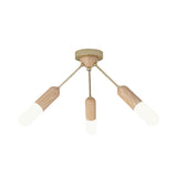 Capsule Wood LED Flush Mount Fixture Modernist 3 Lights Beige Semi-Flush Ceiling Light Clearhalo 'Ceiling Lights' 'Close To Ceiling Lights' 'Close to ceiling' 'Semi-flushmount' Lighting' 960007