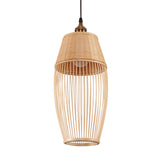 Bamboo Rattan Oval Suspension Light Asian Style 1 Light Hanging Ceiling Lamp in Beige Clearhalo 'Ceiling Lights' 'Pendant Lights' 'Pendants' Lighting' 960014