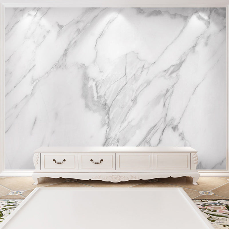 White Modern Mural Wallpaper Personalized Marble Wall Covering for Guest Room Clearhalo 'Wall Decor' 'Wall Mural' 961417