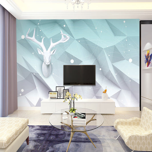 Abstract Geometries and Deer Mural Personalized Size Minimalist Wall Decor for Accent Wall Clearhalo 'Wall Decor' 'Wall Mural' 961501