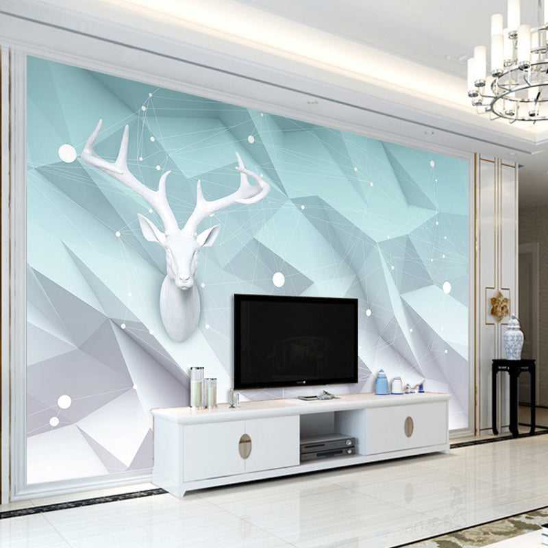 Abstract Geometries and Deer Mural Personalized Size Minimalist Wall Decor for Accent Wall Clearhalo 'Wall Decor' 'Wall Mural' 961503