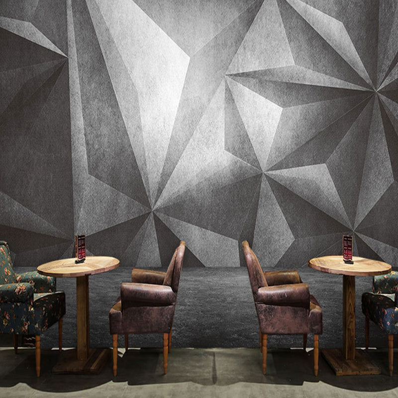 Full Wall Murals for Gallery 3D Irregular Geometries Wall Covering in Industrial Like Color, Stain-Resistant Grey Clearhalo 'Wall Decor' 'Wall Mural' 961686