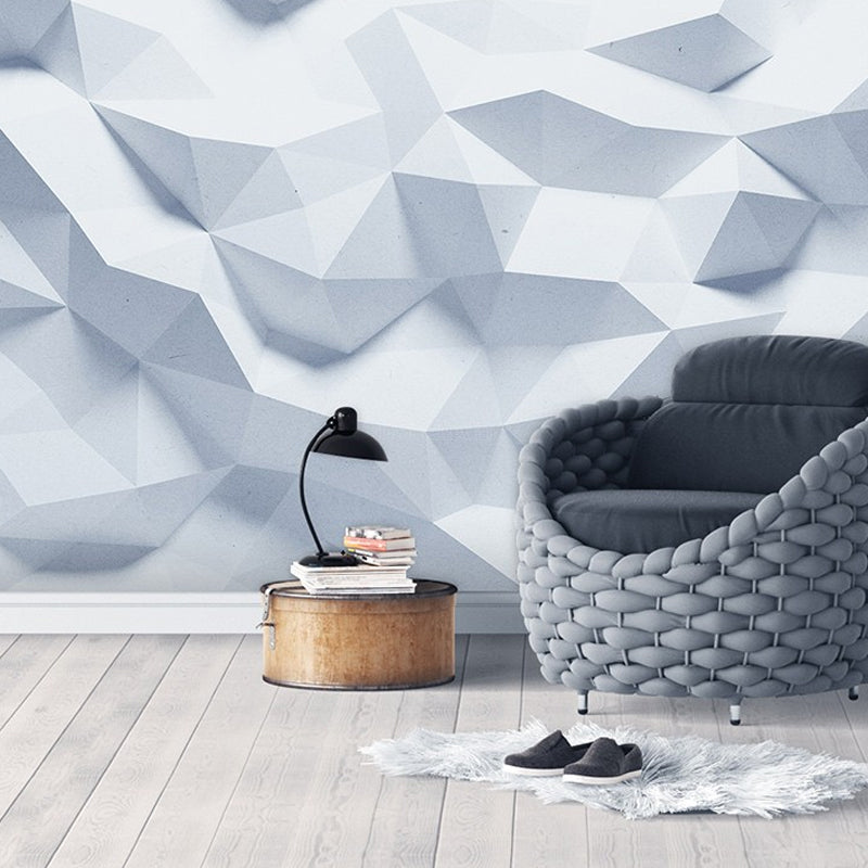 Full Wall Murals for Gallery 3D Irregular Geometries Wall Covering in Industrial Like Color, Stain-Resistant Blue-Gray Clearhalo 'Wall Decor' 'Wall Mural' 961692