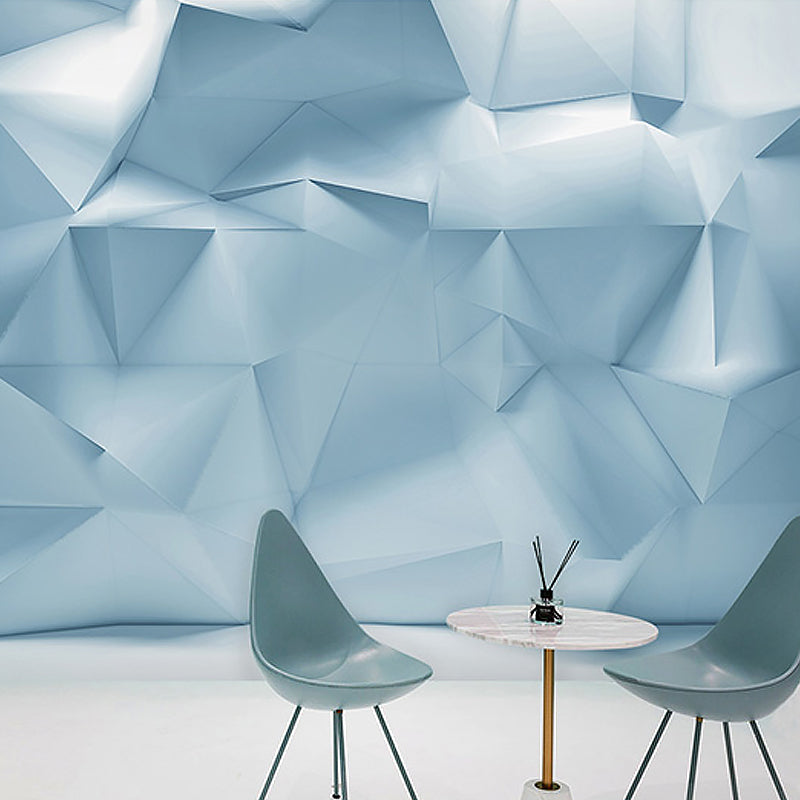 Full Wall Murals for Gallery 3D Irregular Geometries Wall Covering in Industrial Like Color, Stain-Resistant Blue Clearhalo 'Wall Decor' 'Wall Mural' 961698