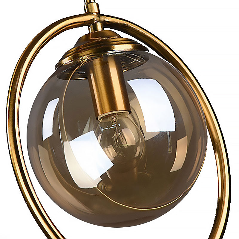 Amber/Smoke/Clear Glass Ball Pendant Lighting Post-Modernist 1 Light Ceiling Hung Fixture with Ring Frame Clearhalo 'Ceiling Lights' 'Glass shade' 'Glass' 'Modern Pendants' 'Modern' 'Pendant Lights' 'Pendants' Lighting' 961887