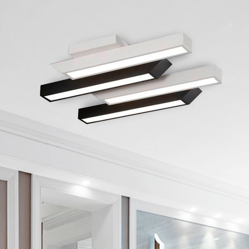 Linear Semi Flush Light Contemporary Style Acrylic and Metal 4-Light Black Ceiling Light Fixture in Warm/White Light Clearhalo 'Ceiling Lights' 'Close To Ceiling Lights' 'Close to ceiling' 'Semi-flushmount' Lighting' 961899