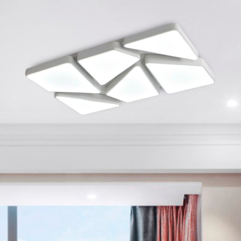 Contemporary 25.5"/37.5" W LED Flush Mount Lighting with Acrylic Shade Black/White Square/Rectangular Ceiling Light, Warm/White Light Clearhalo 'Ceiling Lights' 'Close To Ceiling Lights' 'Close to ceiling' 'Flush mount' Lighting' 961906