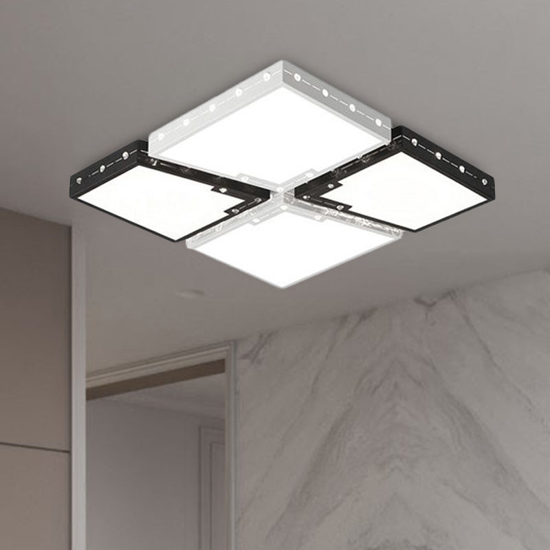 LED Bedroom Ceiling Mounted Light with Square Acrylic Shade Black Flush Mount Lighting in Warm/White Light, 19.5"/23.5" Width Clearhalo 'Ceiling Lights' 'Close To Ceiling Lights' 'Close to ceiling' 'Flush mount' Lighting' 961910