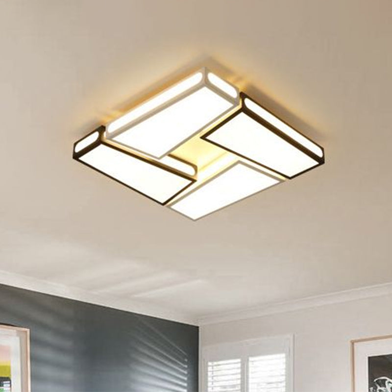 Contemporary LED Ceiling Lamp with Acrylic Shade White Squared Flush Pendant Light in Warm/White Light, 18"/23.5" Dia Clearhalo 'Ceiling Lights' 'Close To Ceiling Lights' 'Close to ceiling' 'Flush mount' Lighting' 961912