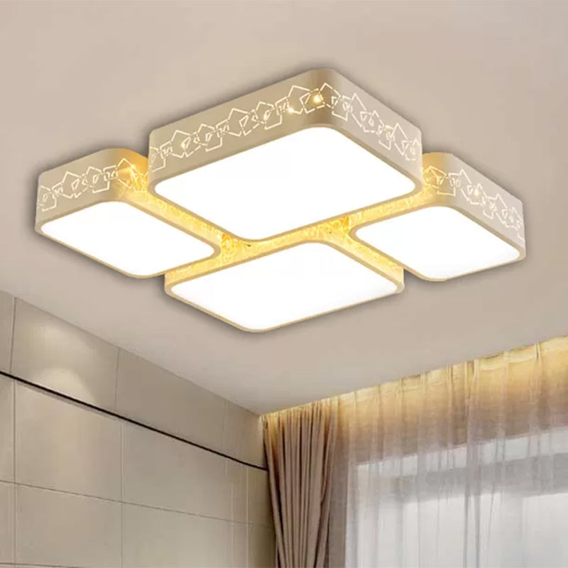 Modern LED Ceiling Flush Mount with Acrylic Shade White Squared Ceiling Light in Warm/White Lighting Clearhalo 'Ceiling Lights' 'Close To Ceiling Lights' 'Close to ceiling' 'Flush mount' Lighting' 961913