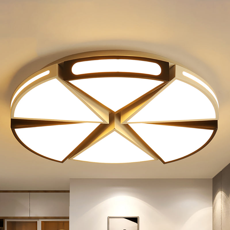 Triangle Flush Light with Round Shade Minimalism Acrylic Warm/White Light LED Living Room Flush Pendant Light in Black/White, 16"/19.5"/23.5" W Clearhalo 'Ceiling Lights' 'Close To Ceiling Lights' 'Close to ceiling' 'Flush mount' Lighting' 961918