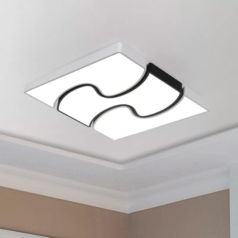 White Squared Flush Mount Fixture Modernist Style LED White Flush Mount Lighting for Living Room, 16.5"/27" Width Clearhalo 'Ceiling Lights' 'Close To Ceiling Lights' 'Close to ceiling' 'Flush mount' Lighting' 961923