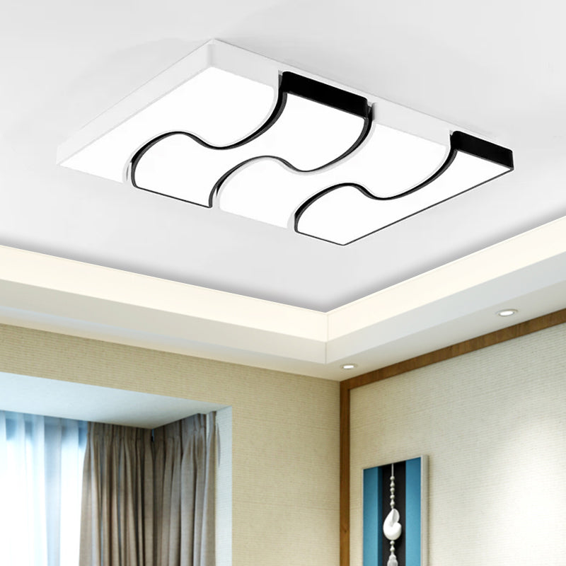 White Squared Flush Mount Fixture Modernist Style LED White Flush Mount Lighting for Living Room, 16.5"/27" Width Clearhalo 'Ceiling Lights' 'Close To Ceiling Lights' 'Close to ceiling' 'Flush mount' Lighting' 961924