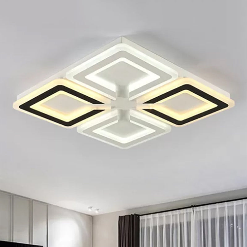 Diamond Pattern Flushmount Light Modern Acrylic LED Living Room Flush Mount Lamp in Warm/White/Second Gear Clearhalo 'Ceiling Lights' 'Close To Ceiling Lights' 'Close to ceiling' 'Flush mount' Lighting' 961982