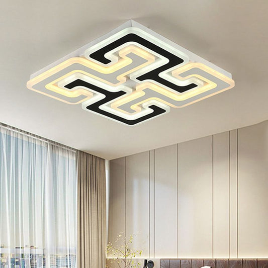 Modernism LED Ceiling Light with Acrylic Shade Black Maze Flush Mount Light in Warm/White/Second Gear Clearhalo 'Ceiling Lights' 'Close To Ceiling Lights' 'Close to ceiling' 'Semi-flushmount' Lighting' 961983