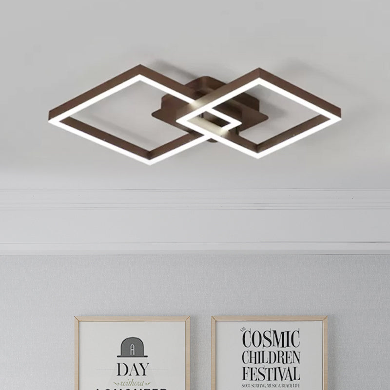 Modern Symmetrical Rhombus Brown Flush Light Acrylic LED Bedroom Ceiling Flush Mount in Warm/White Light Clearhalo 'Ceiling Lights' 'Close To Ceiling Lights' 'Close to ceiling' 'Semi-flushmount' Lighting' 961995