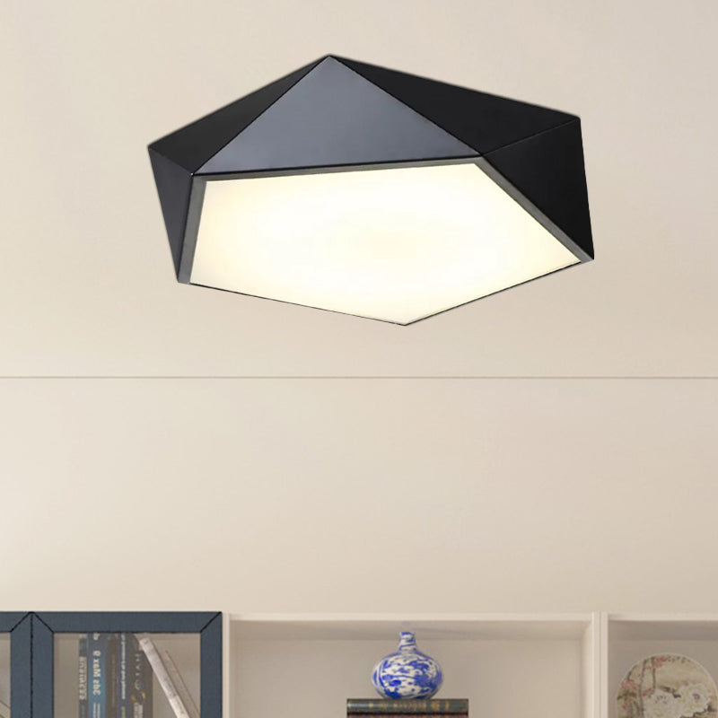 16.5"/20.5"/24.5" Wide Geometric Metal Flush Mount Lighting Modern Led White/Black Flush Mount Ceiling Fixture Clearhalo 'Ceiling Lights' 'Close To Ceiling Lights' 'Close to ceiling' 'Flush mount' Lighting' 962011