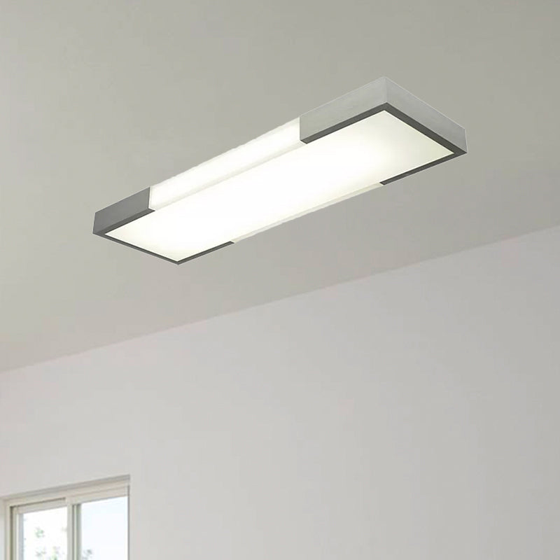 8"/15" Wide Simplicity Rectangular Flush Mount Lamp Metal 24.5"/35.5" Long Led Cloakroom Flush Light Fixture in Black/Silver Clearhalo 'Ceiling Lights' 'Close To Ceiling Lights' 'Close to ceiling' 'Flush mount' Lighting' 962014