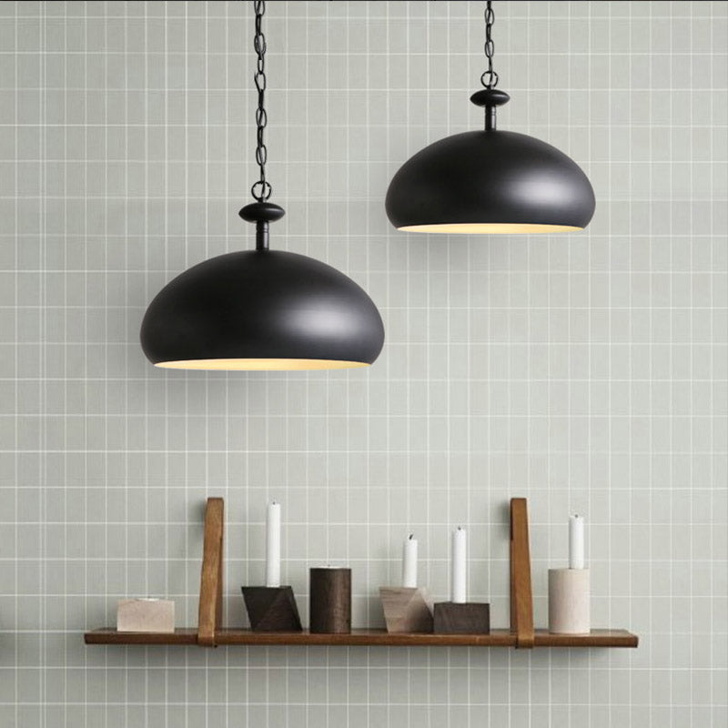 11"/16.5" W Bowl Metal Ceiling Fixture Nordic Style 1 Bulb Kitchen Pendant Light with Adjustable Chain in Black/White Clearhalo 'Ceiling Lights' 'Modern Pendants' 'Modern' 'Pendant Lights' 'Pendants' Lighting' 962184