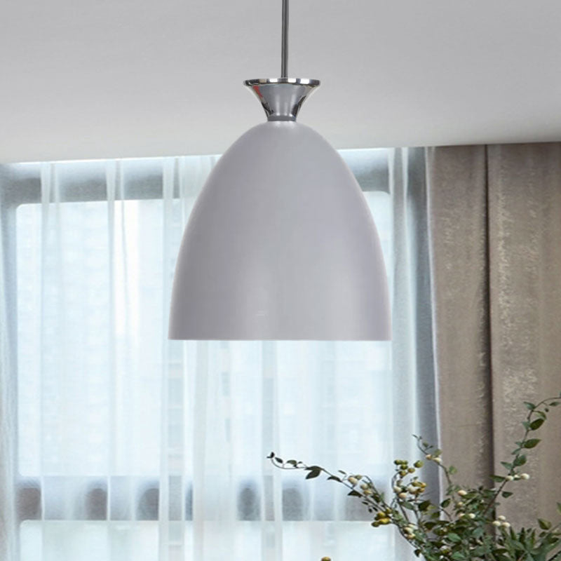 Blue/Gray Domed Hanging Ceiling Light Macaron Metallic 1 Light Bedside Pendant Lamp with Adjustable Cord Clearhalo 'Ceiling Lights' 'Modern Pendants' 'Modern' 'Pendant Lights' 'Pendants' Lighting' 962190