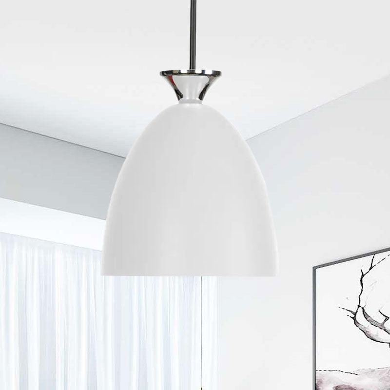 Blue/Gray Domed Hanging Ceiling Light Macaron Metallic 1 Light Bedside Pendant Lamp with Adjustable Cord Clearhalo 'Ceiling Lights' 'Modern Pendants' 'Modern' 'Pendant Lights' 'Pendants' Lighting' 962194