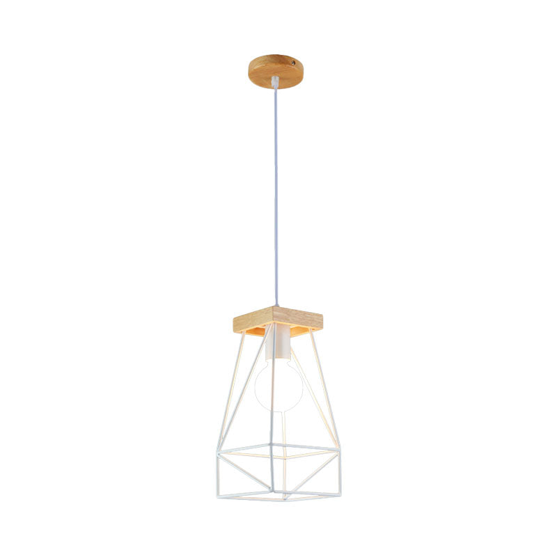 Metal Cage Shade Pendant Light Modern Nordic 1 Head Living Room Ceiling Light Fixture in Black/Blue Clearhalo 'Ceiling Lights' 'Modern Pendants' 'Modern' 'Pendant Lights' 'Pendants' Lighting' 962203