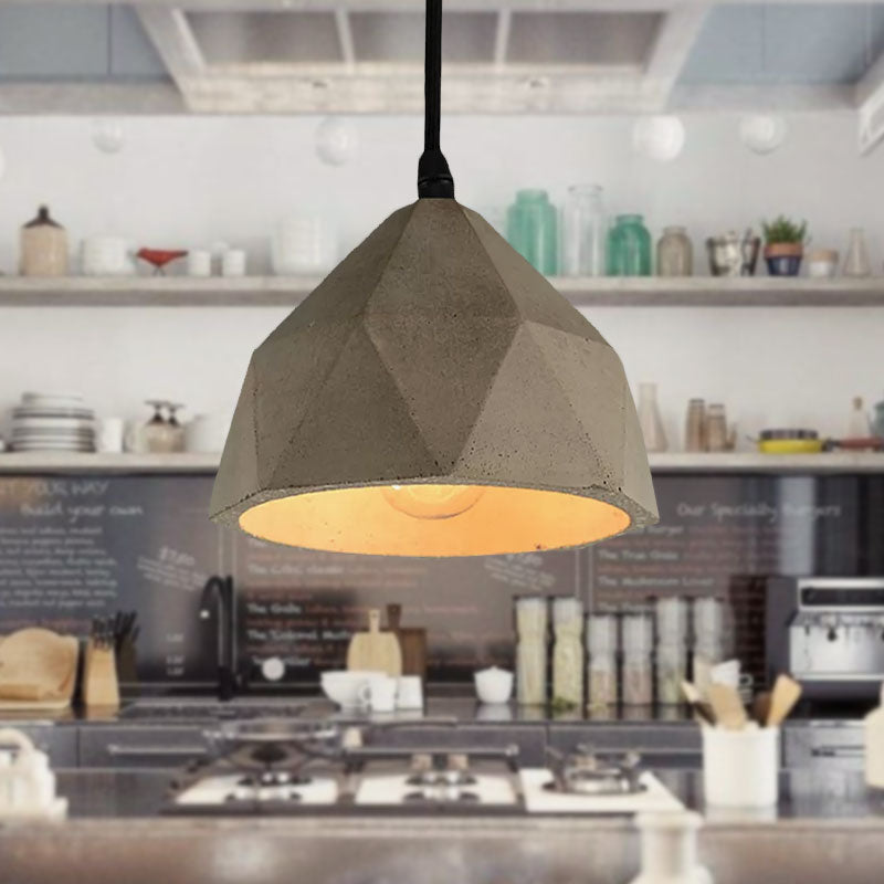 Bowl/Cylinder/Semi Circle Cement Pendant Lamp Vintage 1 Light Dining Room Hanging Light Fixture in Grey Clearhalo 'Ceiling Lights' 'Modern Pendants' 'Modern' 'Pendant Lights' 'Pendants' Lighting' 962220