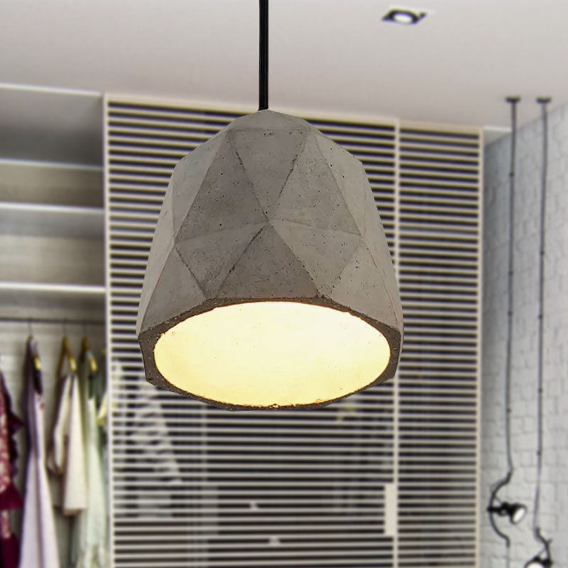 Bowl/Cylinder/Semi Circle Cement Pendant Lamp Vintage 1 Light Dining Room Hanging Light Fixture in Grey Clearhalo 'Ceiling Lights' 'Modern Pendants' 'Modern' 'Pendant Lights' 'Pendants' Lighting' 962221