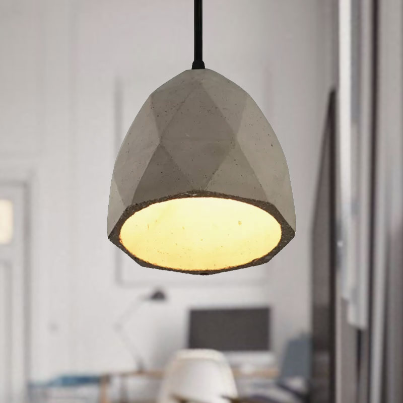 Bowl/Cylinder/Semi Circle Cement Pendant Lamp Vintage 1 Light Dining Room Hanging Light Fixture in Grey Clearhalo 'Ceiling Lights' 'Modern Pendants' 'Modern' 'Pendant Lights' 'Pendants' Lighting' 962222