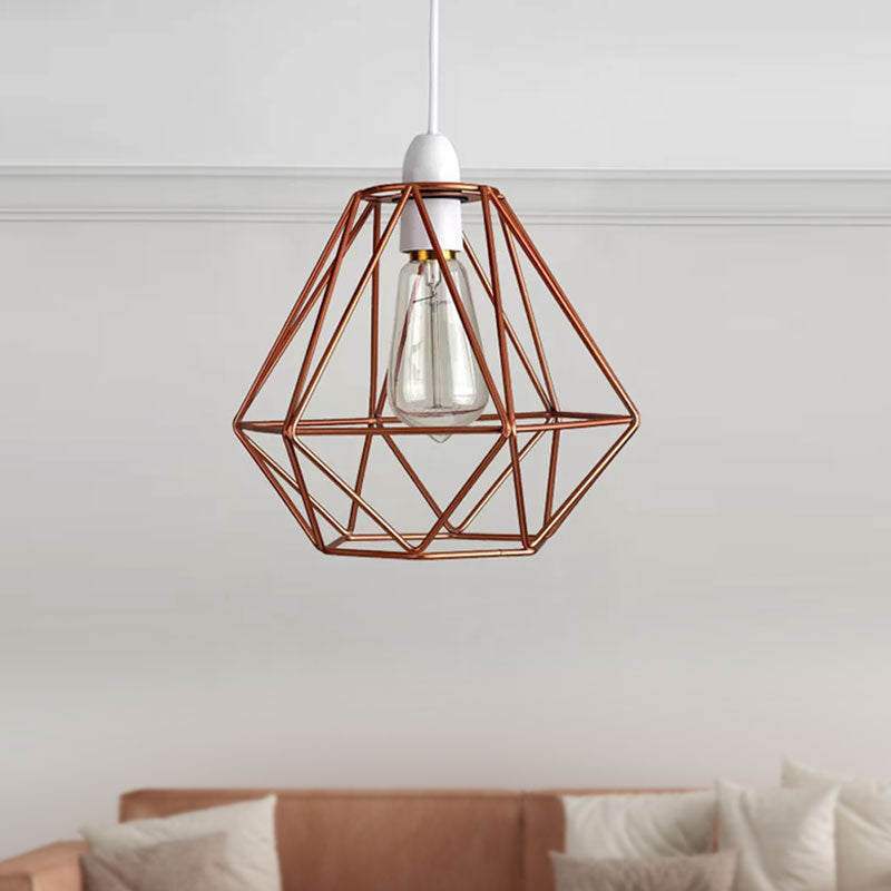 1 Head Wire Frame Hanging Pendant Light Industrial Loft Yellow/White Metal Pendant Lamp for Living Room Clearhalo 'Ceiling Lights' 'Modern Pendants' 'Modern' 'Pendant Lights' 'Pendants' Lighting' 962255