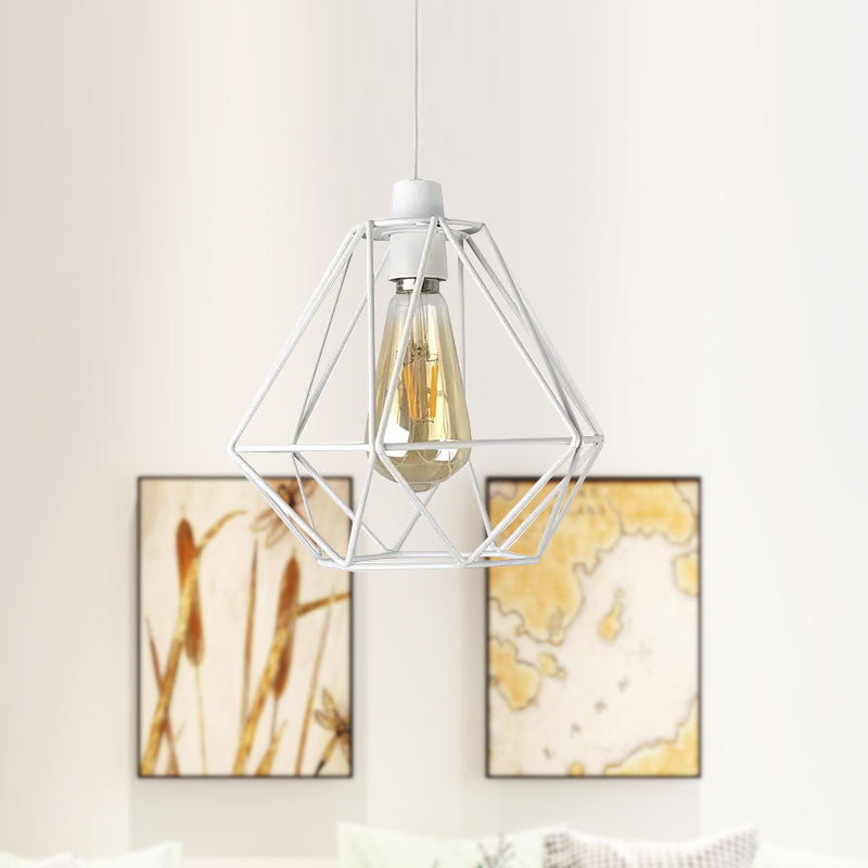 1 Head Wire Frame Hanging Pendant Light Industrial Loft Yellow/White Metal Pendant Lamp for Living Room Clearhalo 'Ceiling Lights' 'Modern Pendants' 'Modern' 'Pendant Lights' 'Pendants' Lighting' 962260