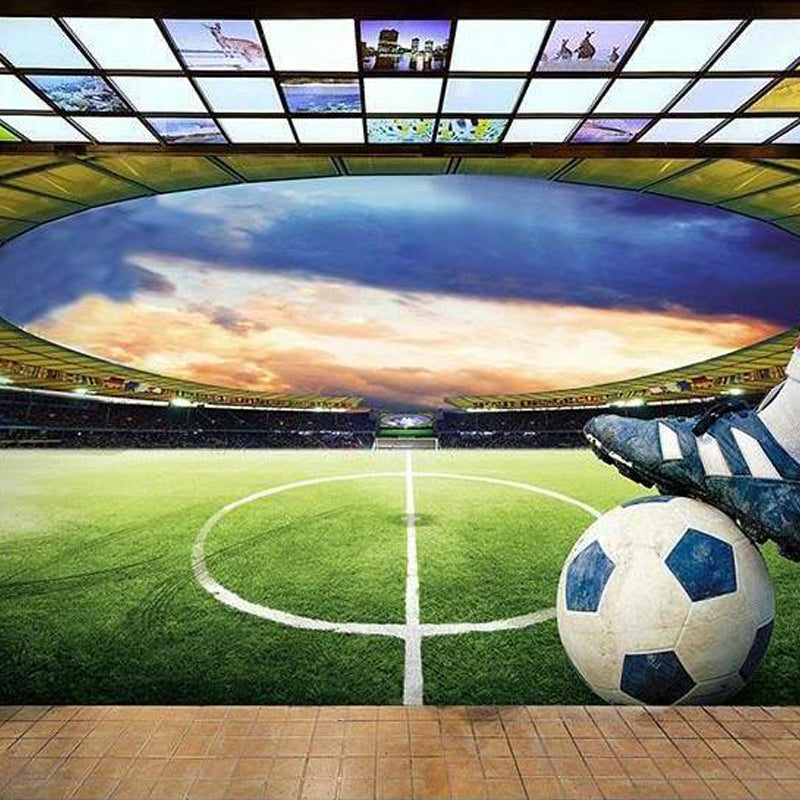 Decorative Football Field Wall Art Non-Woven Fabric Wall Decor for Bedroom Blue-Green A Clearhalo 'Wall Decor' 'Wall Mural' 962383