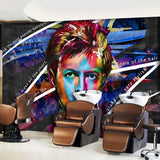 Unique Man Mural Wallpaper for Barber Shop, Multi-Color, Personalized Size Available Clearhalo 'Wall Decor' 'Wall Mural' 962442