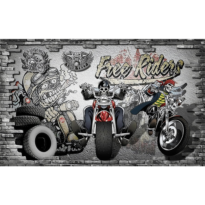 Stain-Resistant Street Graffiti Mural Full Size Retro Wall Decor for Accent Wall Clearhalo 'Wall Decor' 'Wall Mural' 962525