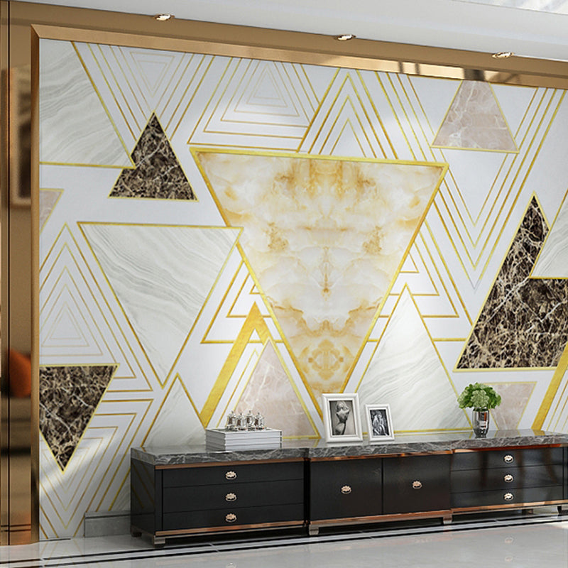 Big Triangle Wall Mural for Living Room Marble Wall Decor in Beige, Stain-Resistant Beige Clearhalo 'Wall Decor' 'Wall Mural' 962625