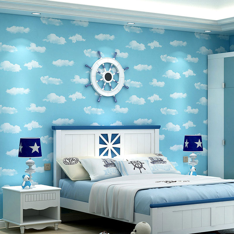 20.5" x 33' Cloud Wallpaper in Pastel Color Non-Woven Fabric Wall Covering for Kids, Non-Pasted Clearhalo 'Wall Decor' 'Wallpaper' 962739