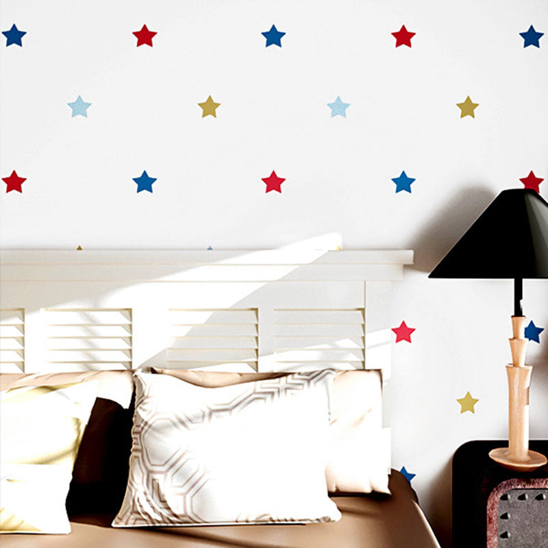 33' x 20.5" Modern Wallpaper Roll with Simple Star Pattern in Pastel Color, Non-Pasted Red-Blue-Brown Clearhalo 'Wall Decor' 'Wallpaper' 962795