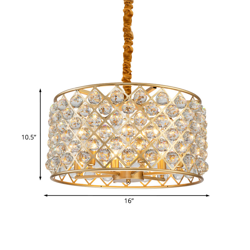 Crystal Balls Gold Finish Pendulum Light Lattice Diamond 6-Light Minimalism Ceiling Chandelier for Living Room Clearhalo 'Ceiling Lights' 'Chandeliers' 'Modern Chandeliers' 'Modern' Lighting' 963025