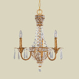 Retro Candelabra Chandelier Pendant Light 3-Head Metal Hanging Lamp Kit with Crystal Accent in Rust Clearhalo 'Ceiling Lights' 'Chandeliers' Lighting' options 963224