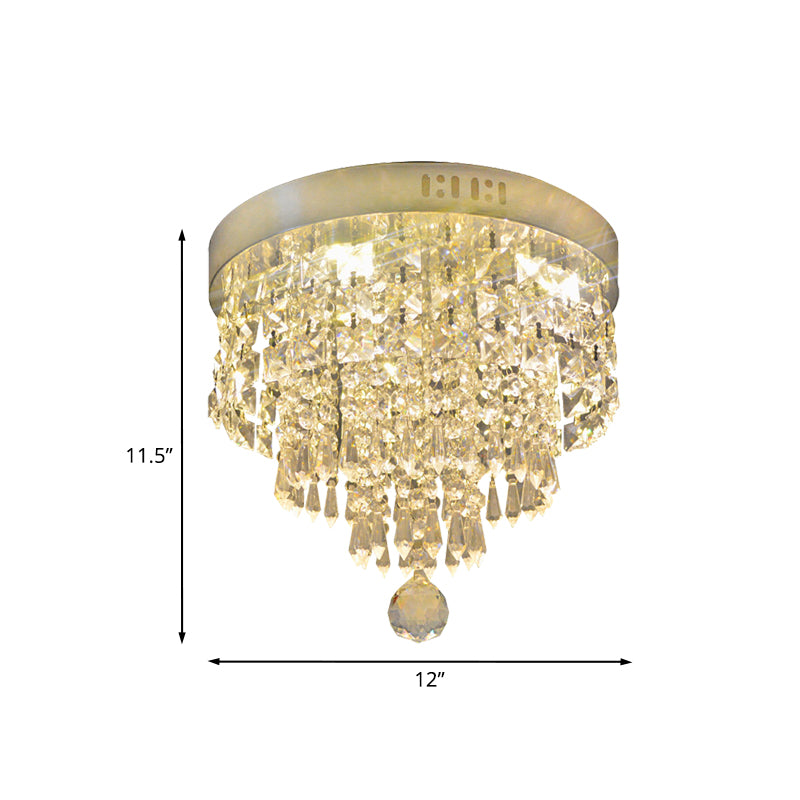 Cascading Corridor Flush Mount Fixture Modernism Clear Crystal LED Chrome Flush Lighting Clearhalo 'Ceiling Lights' 'Close To Ceiling Lights' 'Close to ceiling' 'Flush mount' Lighting' 963487