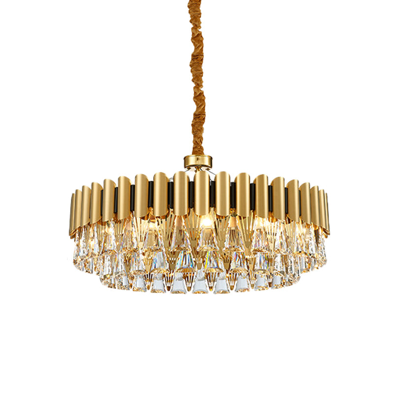 Polished Gold 8 Lights Drop Lamp Postmodern Tiered Crystal Triangle Chandelier Pendant Clearhalo 'Ceiling Lights' 'Chandeliers' Lighting' options 963628