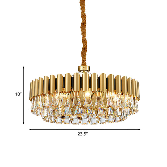 Polished Gold 8 Lights Drop Lamp Postmodern Tiered Crystal Triangle Chandelier Pendant Clearhalo 'Ceiling Lights' 'Chandeliers' Lighting' options 963629