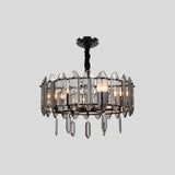 Circular Bedroom Ceiling Chandelier Modern Crystal 6 Heads Black Hanging Pendant Light Clearhalo 'Ceiling Lights' 'Chandeliers' Lighting' options 963670