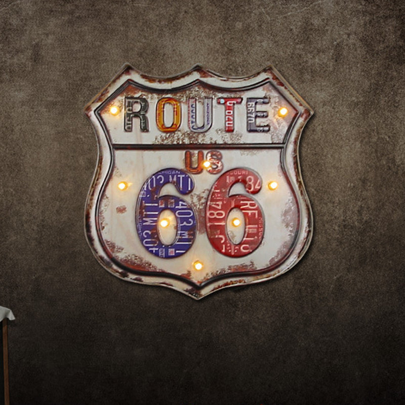 Iron Road Signboard Wall Lamp Countryside Distressed White Decorative LED Night Light White A Clearhalo 'Night Lights' 'Wall Lights' Lighting' 964181