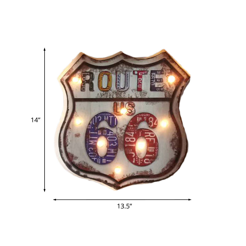 Iron Road Signboard Wall Lamp Countryside Distressed White Decorative LED Night Light Clearhalo 'Night Lights' 'Wall Lights' Lighting' 964185