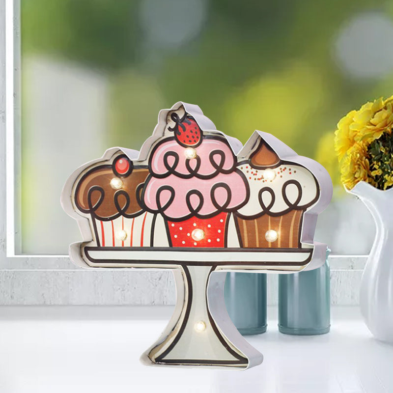 Vintage LED Flush Wall Sconce Light White and Brown Cake/Pink Ice Cream/Blue and Red Drinks Wall Mount Night Lamp with Iron Shade for Bistro Clearhalo 'Night Lights' 'Wall Lights' Lighting' 964222