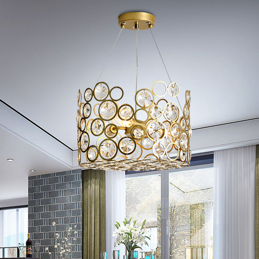 Cutout Dot Metal Chandelier Lighting Modernist 4-Bulb Dining Room Ceiling Hang Fixture with Crystal Bead Detail Clearhalo 'Ceiling Lights' 'Chandeliers' 'Modern Chandeliers' 'Modern' Lighting' 964249