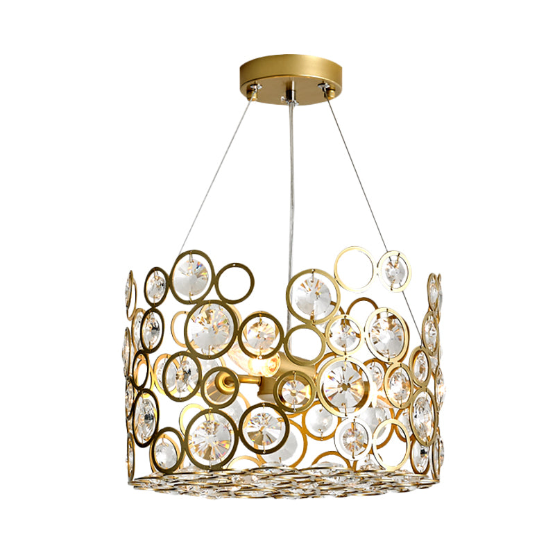 Cutout Dot Metal Chandelier Lighting Modernist 4-Bulb Dining Room Ceiling Hang Fixture with Crystal Bead Detail Clearhalo 'Ceiling Lights' 'Chandeliers' 'Modern Chandeliers' 'Modern' Lighting' 964250