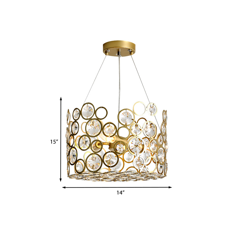 Cutout Dot Metal Chandelier Lighting Modernist 4-Bulb Dining Room Ceiling Hang Fixture with Crystal Bead Detail Clearhalo 'Ceiling Lights' 'Chandeliers' 'Modern Chandeliers' 'Modern' Lighting' 964251