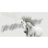 Minimalist Horse Wall Art in Grey and White Coffee Shop Mural Wallpaper, Personalized Size Available Clearhalo 'Wall Decor' 'Wall Mural' 965025